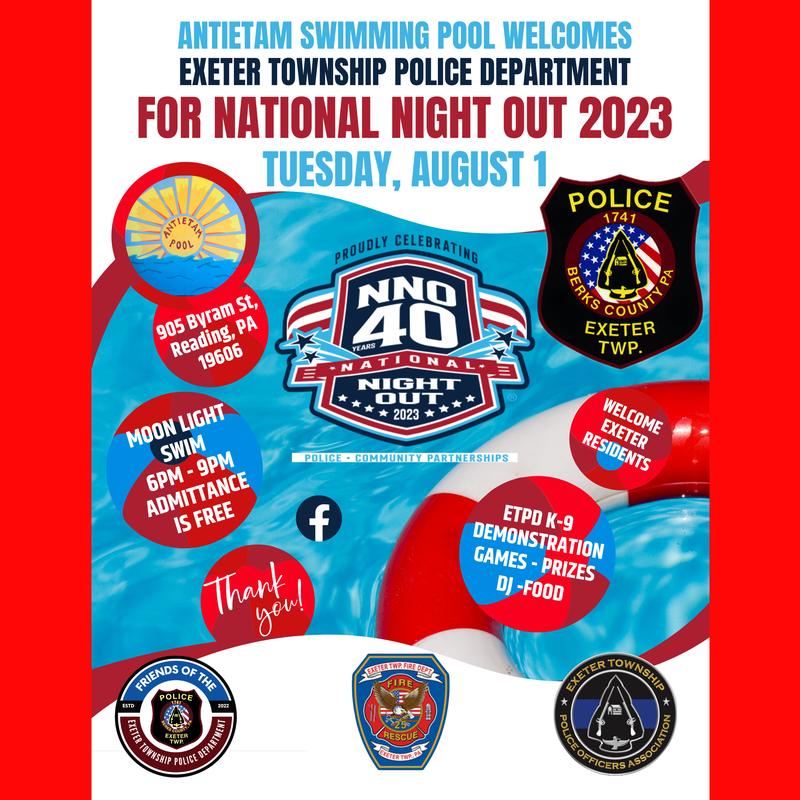 National Night Out Coming to Antietam Pool August 1st Exeter Township